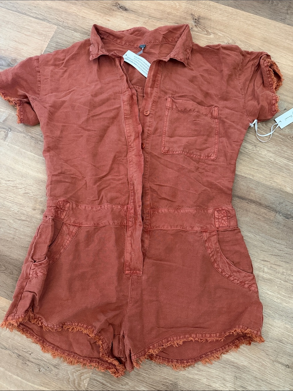 NWT Young Fabulous & Broke Rust Orange Short-Sleeve Romper